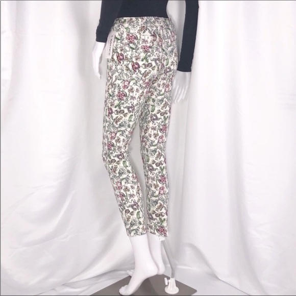 L’Agence Cream Floral Print Margot Skinny Cropped Jeans Sz25 Zip Fly ButtonClose - Picture 8 of 16